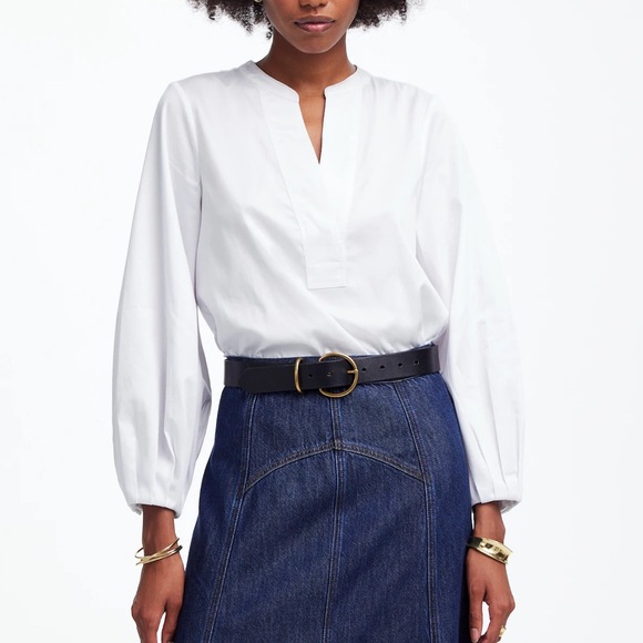 NWT Madewell White V-Neck Long Sleeve Top Shirt Blouse Size XXS - Picture 1 of 11